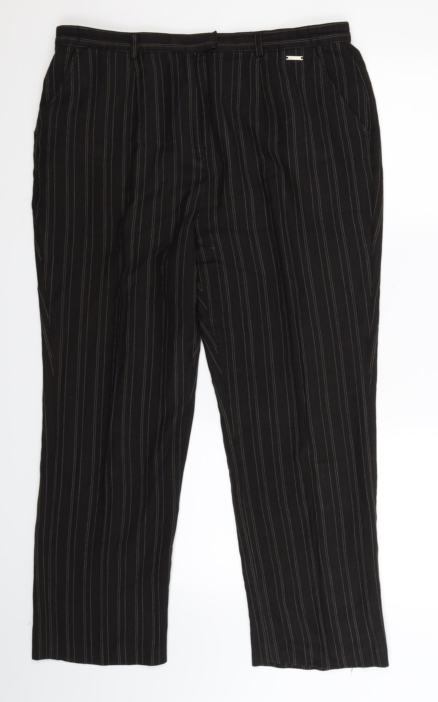 Alice Collins Womens Black Striped  Trousers  Size 34 in L27 in