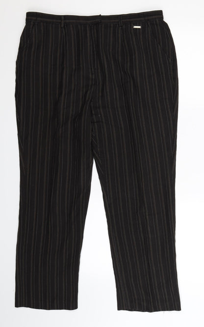 Alice Collins Womens Black Striped  Trousers  Size 34 in L27 in