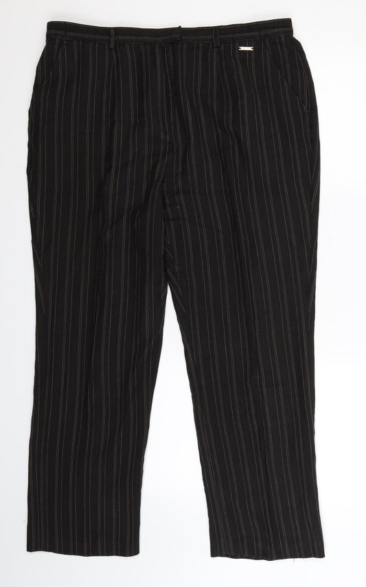 Alice Collins Womens Black Striped  Trousers  Size 34 in L27 in