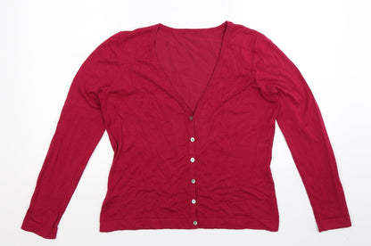 Preworn Womens Pink  Knit Cardigan Jumper Size L