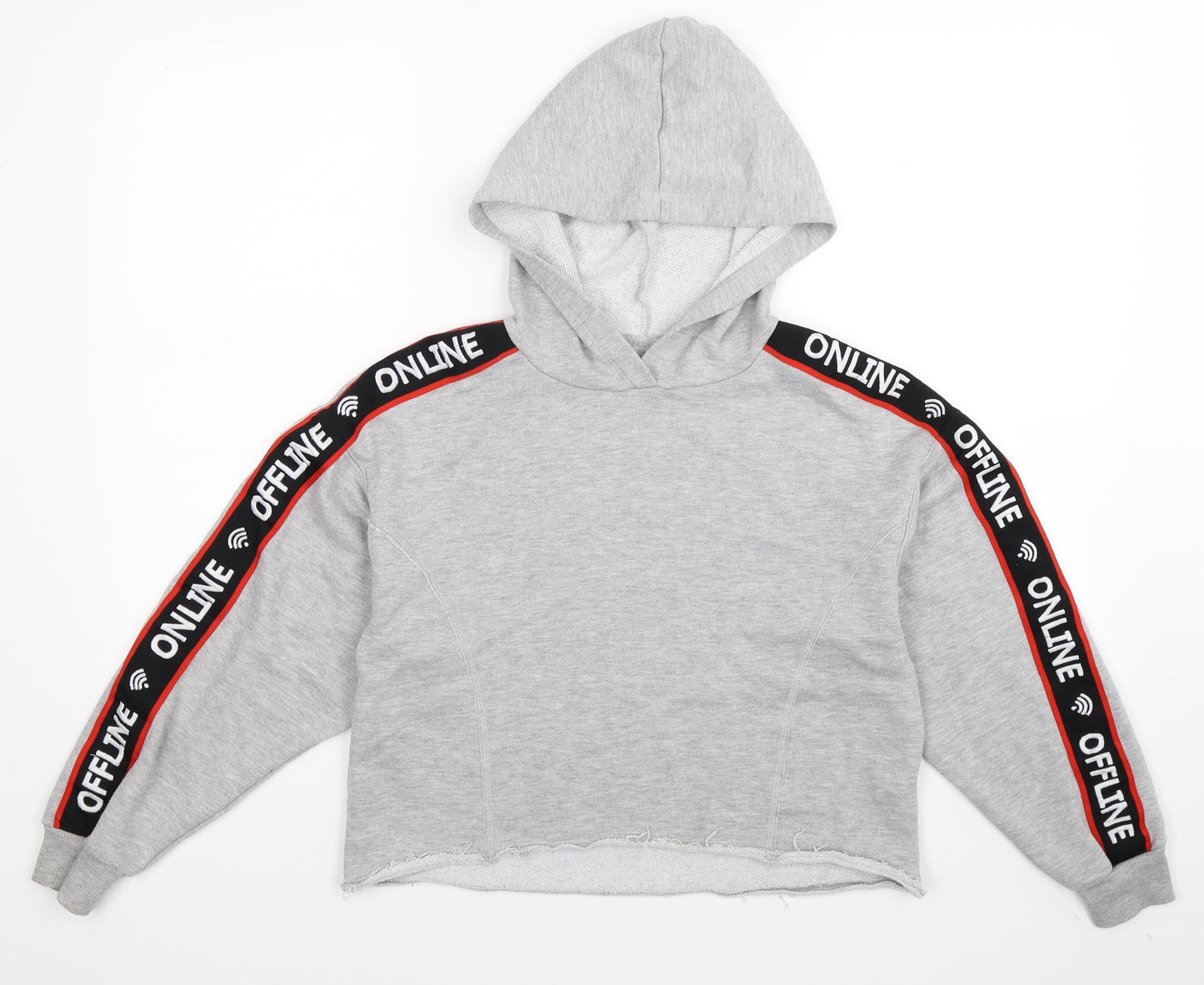 Bershka Womens Grey   Pullover Hoodie Size S  - Cropped