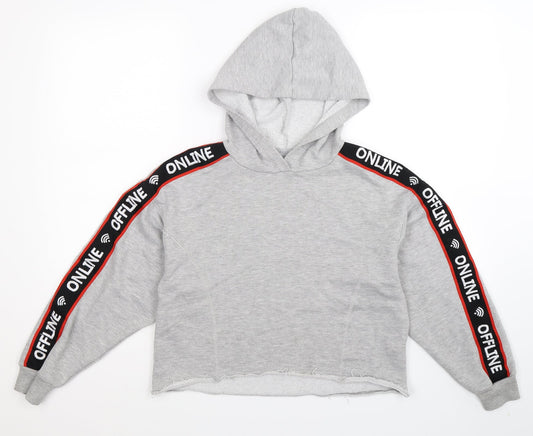 Bershka Womens Grey   Pullover Hoodie Size S  - Cropped