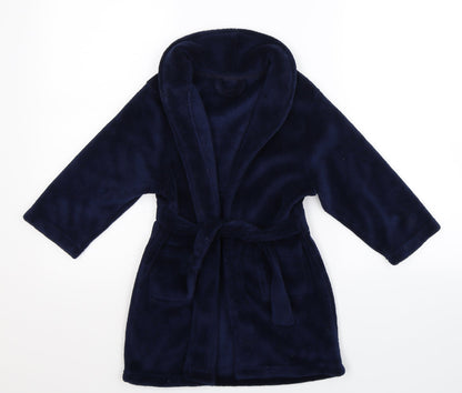 Dunnes Boys Blue Solid Fleece  Robe Size 3-4 Years