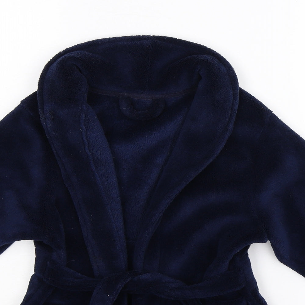 Dunnes Boys Blue Solid Fleece  Robe Size 3-4 Years