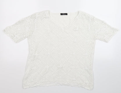 BM Womens White  Knit Pullover Jumper Size M
