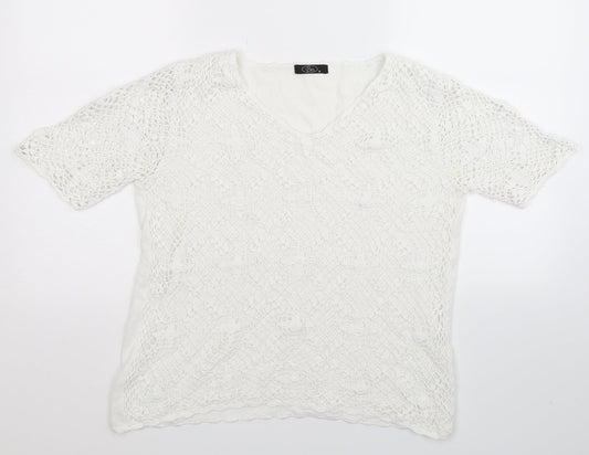 BM Womens White  Knit Pullover Jumper Size M