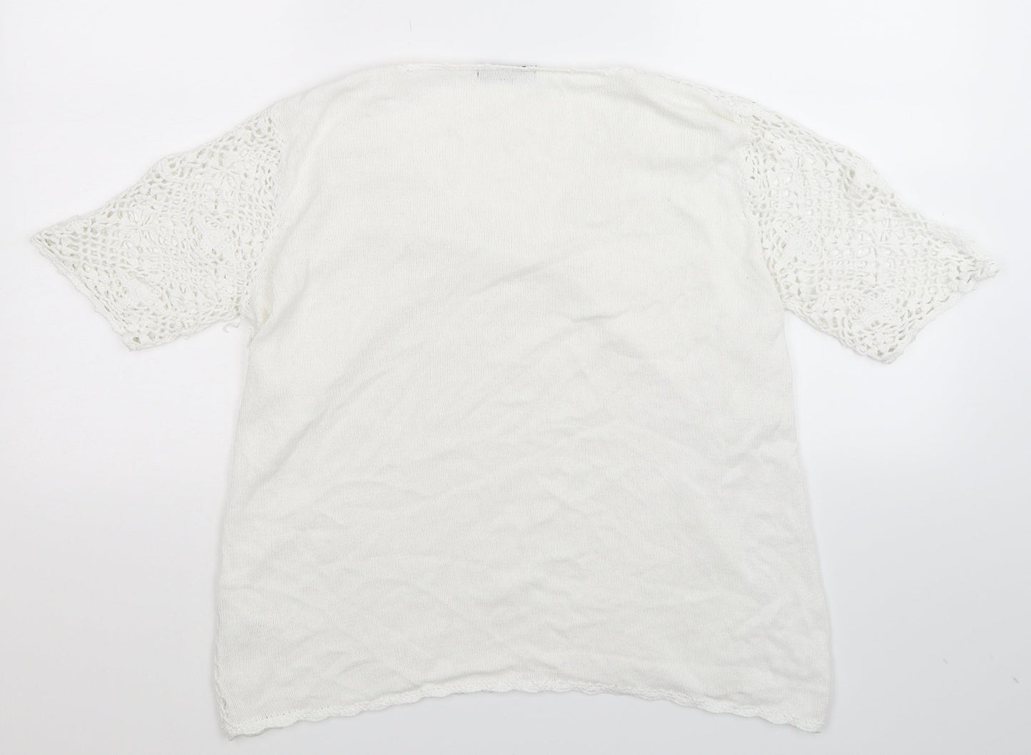 BM Womens White  Knit Pullover Jumper Size M