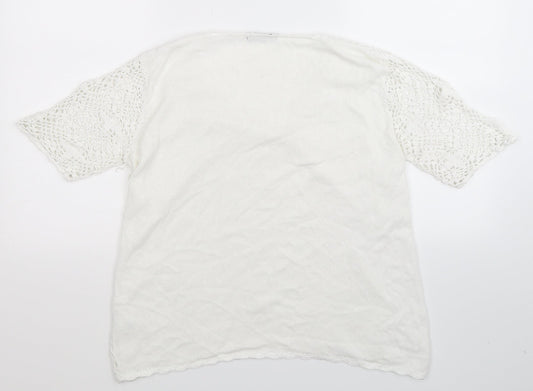 BM Womens White  Knit Pullover Jumper Size M