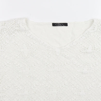 BM Womens White  Knit Pullover Jumper Size M