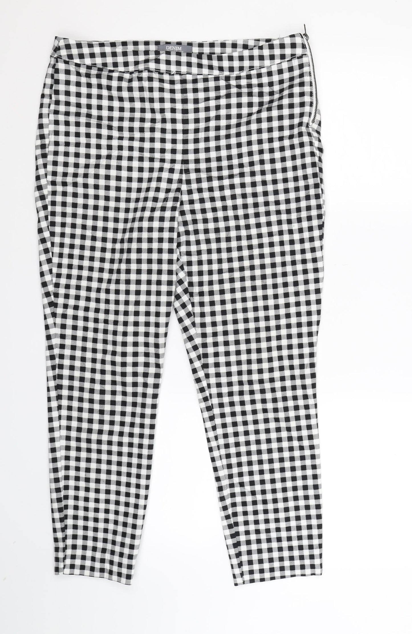 Denim Co Womens Multicoloured Check  Trousers  Size 14 L26 in