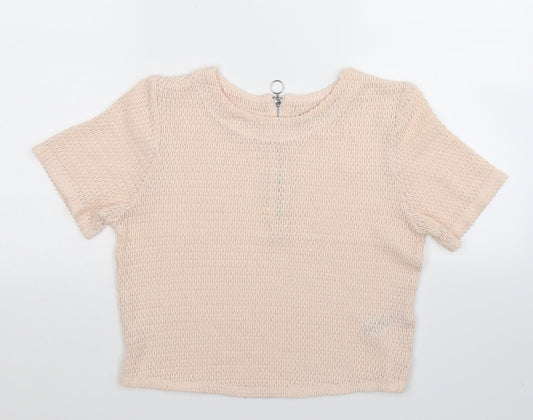 Womens UK Size 10 New Look Beige Basic T-Shirt