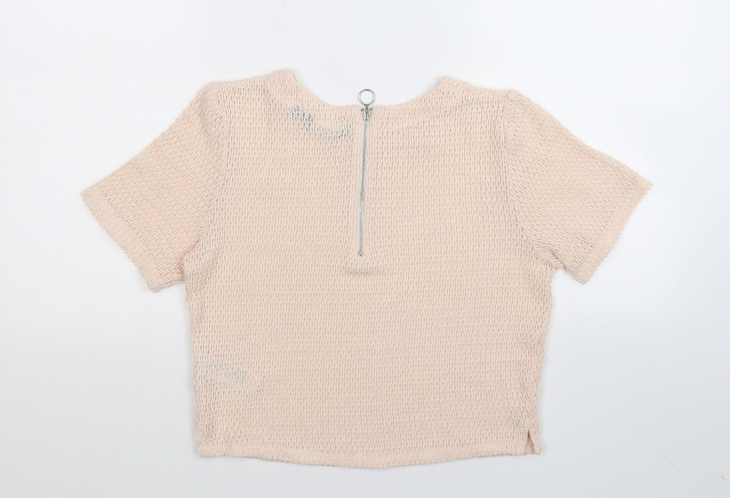 Womens UK Size 10 New Look Beige Basic T-Shirt
