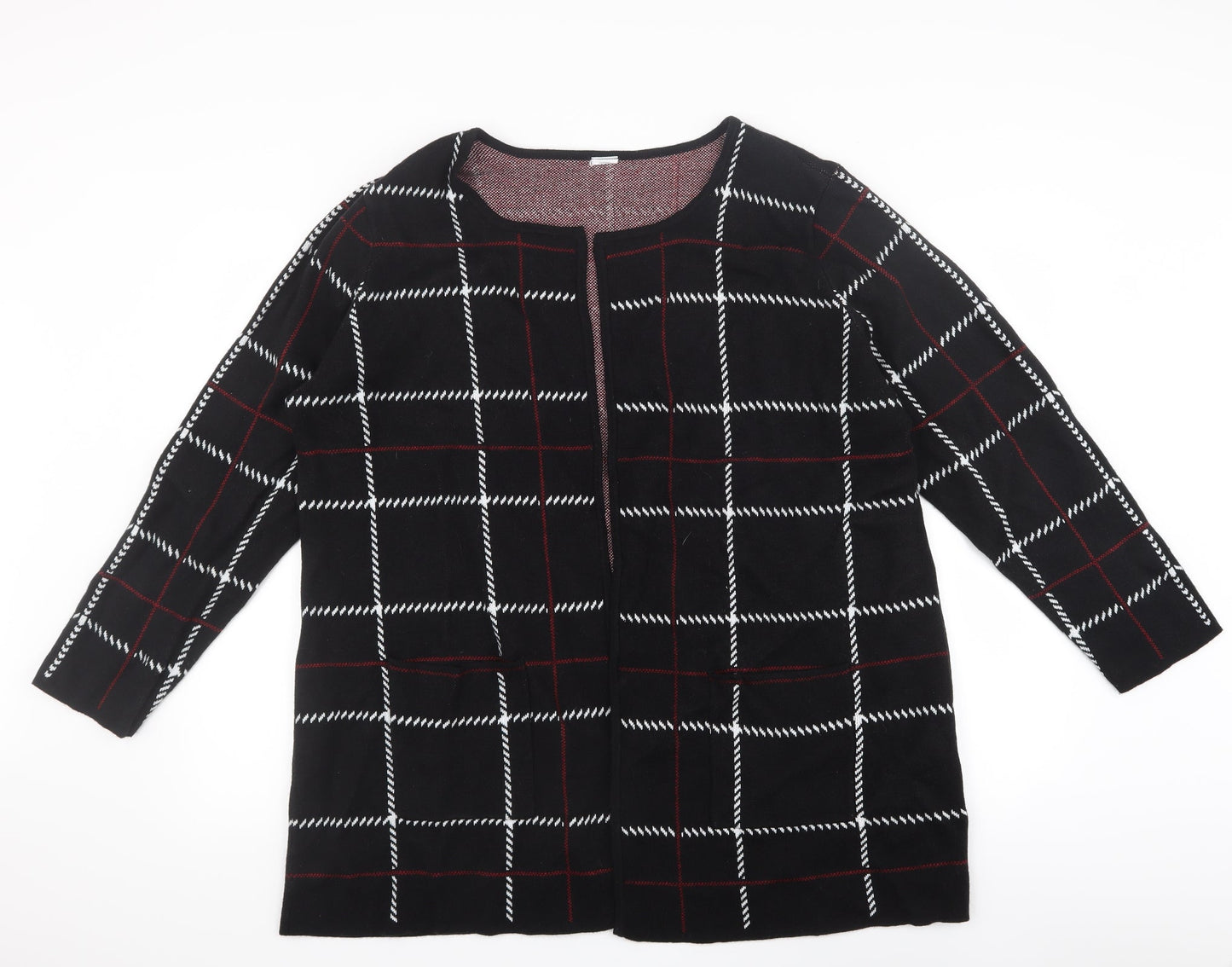 Preworn Womens Black Check  Cardigan Jumper Size 16