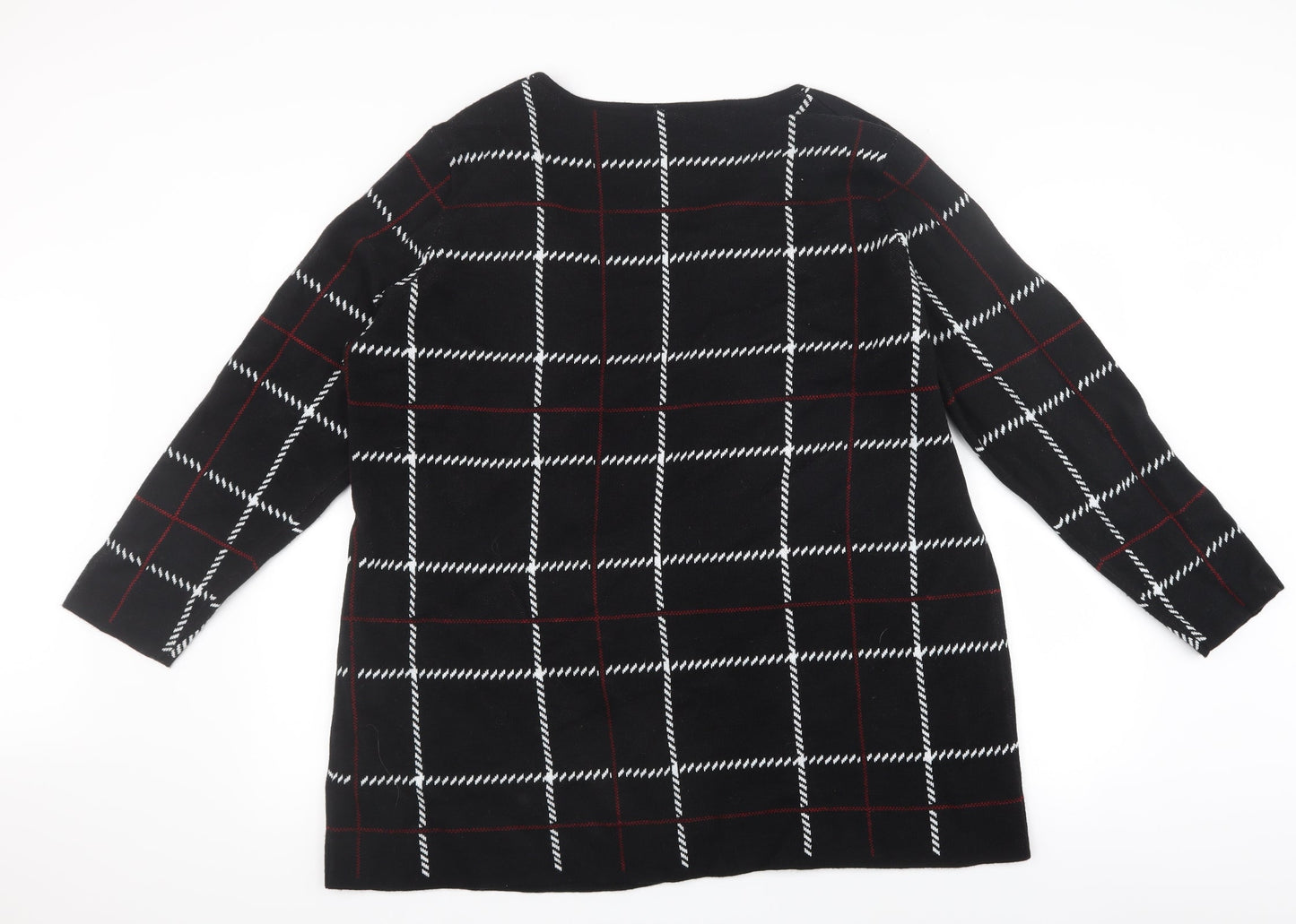 Preworn Womens Black Check  Cardigan Jumper Size 16