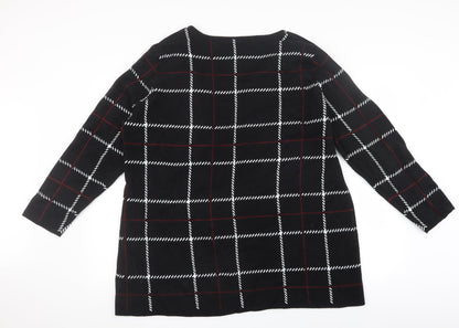 Preworn Womens Black Check  Cardigan Jumper Size 16