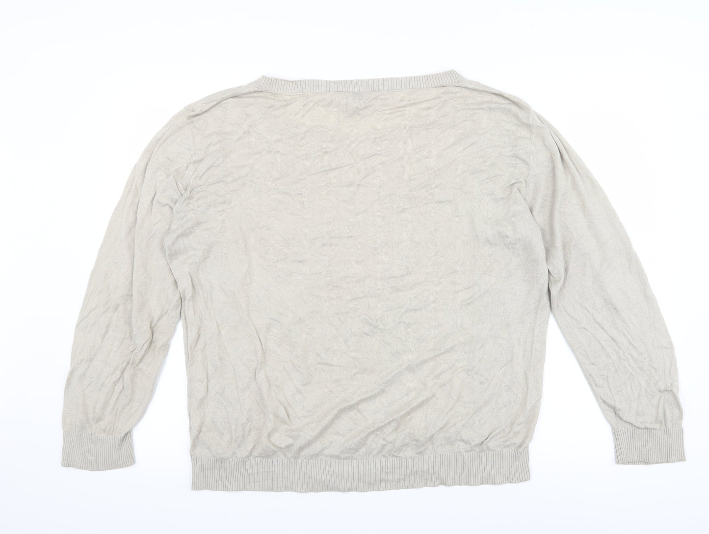 poem Womens Beige   Pullover Jumper Size L  - Lace Detail