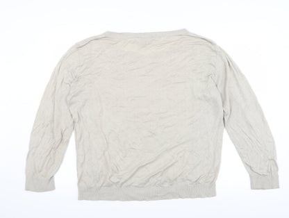 poem Womens Beige   Pullover Jumper Size L  - Lace Detail