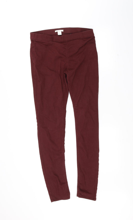 Womens UK Size 12 H&M Regular Fit Skinny Red Jeans
