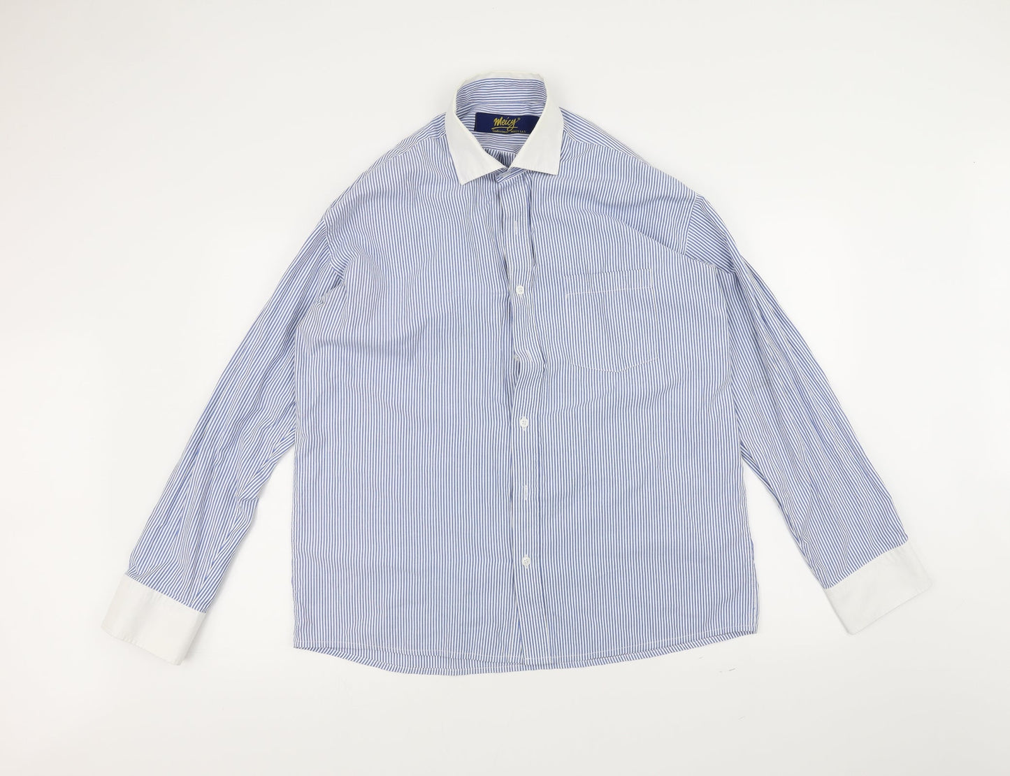 Mens UK Collar Size L meicy Smart Blue  Dress Shirt