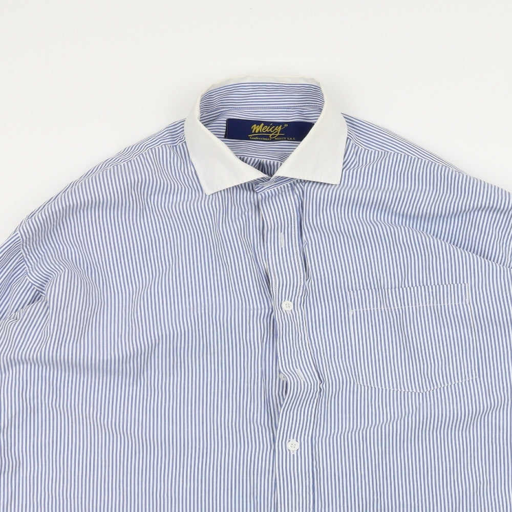 Mens UK Collar Size L meicy Smart Blue  Dress Shirt