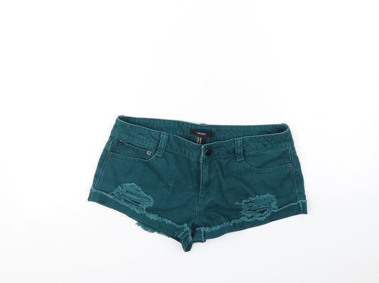 FOREVER 21 Womens Green   Cut-Off Shorts Size 28 in