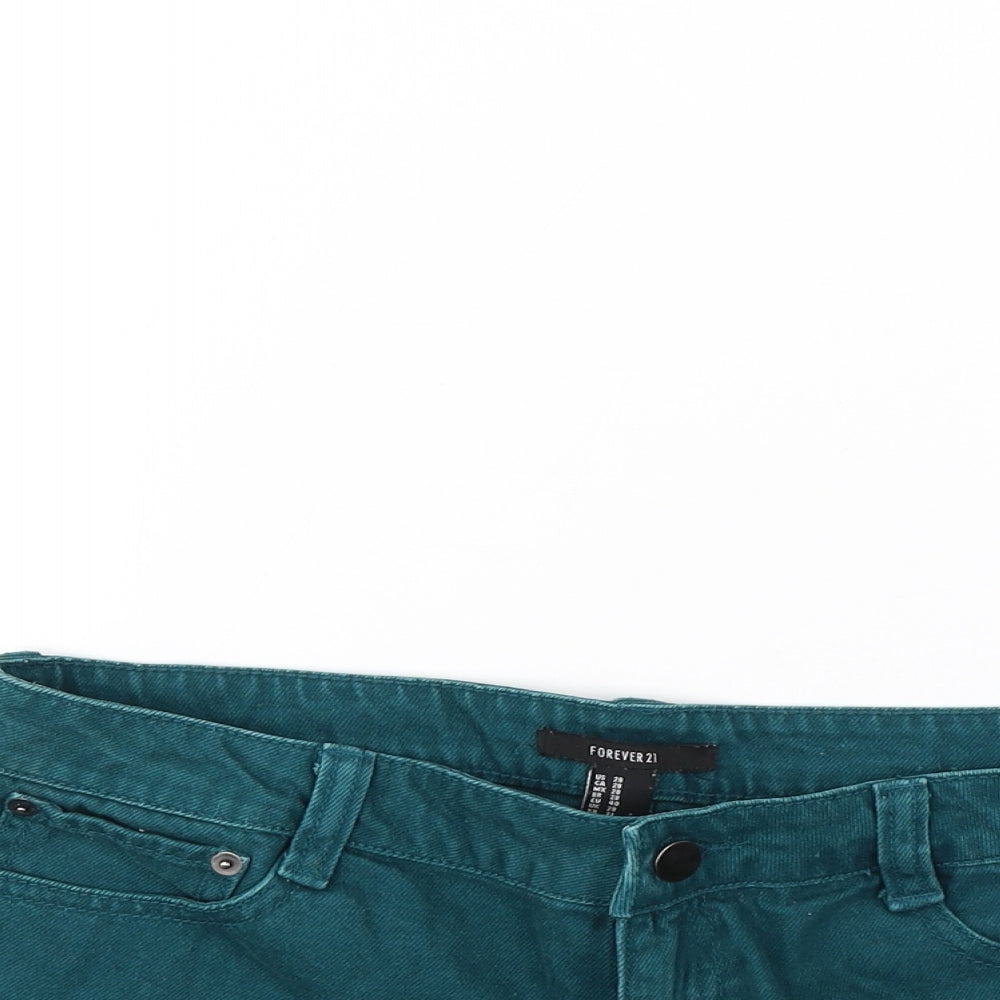FOREVER 21 Womens Green   Cut-Off Shorts Size 28 in
