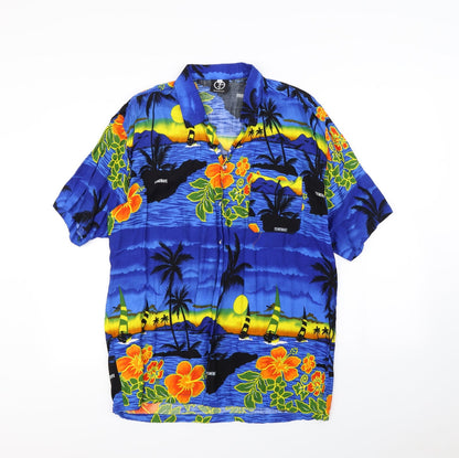 Mens UK Size S Gotcha Blue  Button-Up Short Sleeve Casual Shirt