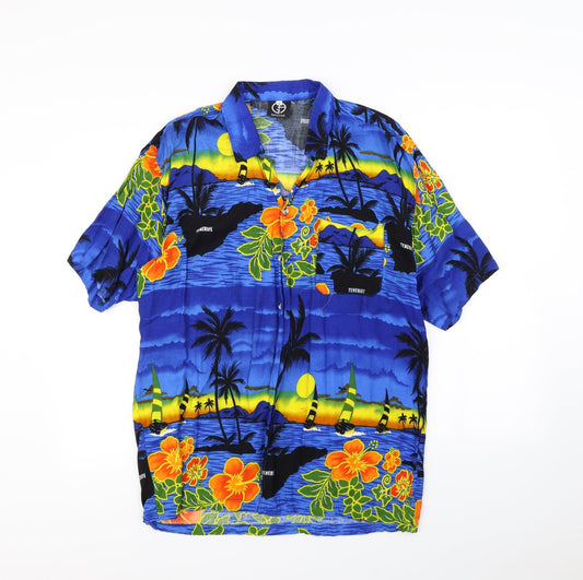 Mens UK Size S Gotcha Blue  Button-Up Short Sleeve Casual Shirt