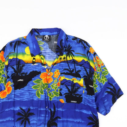 Mens UK Size S Gotcha Blue  Button-Up Short Sleeve Casual Shirt