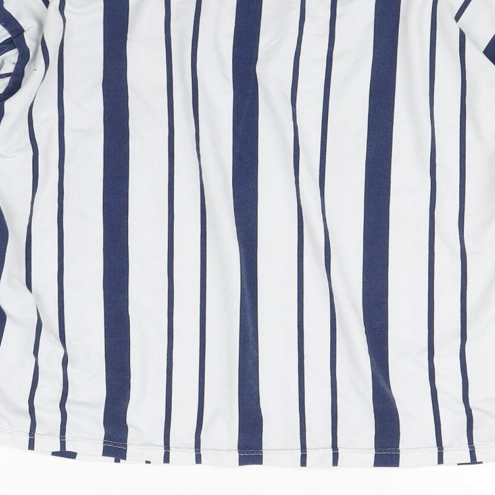 xqgr Womens White Striped  Basic T-Shirt Size L