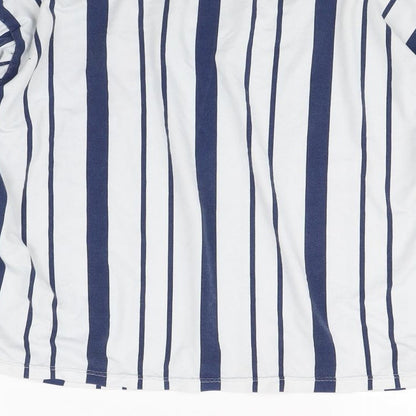 xqgr Womens White Striped  Basic T-Shirt Size L