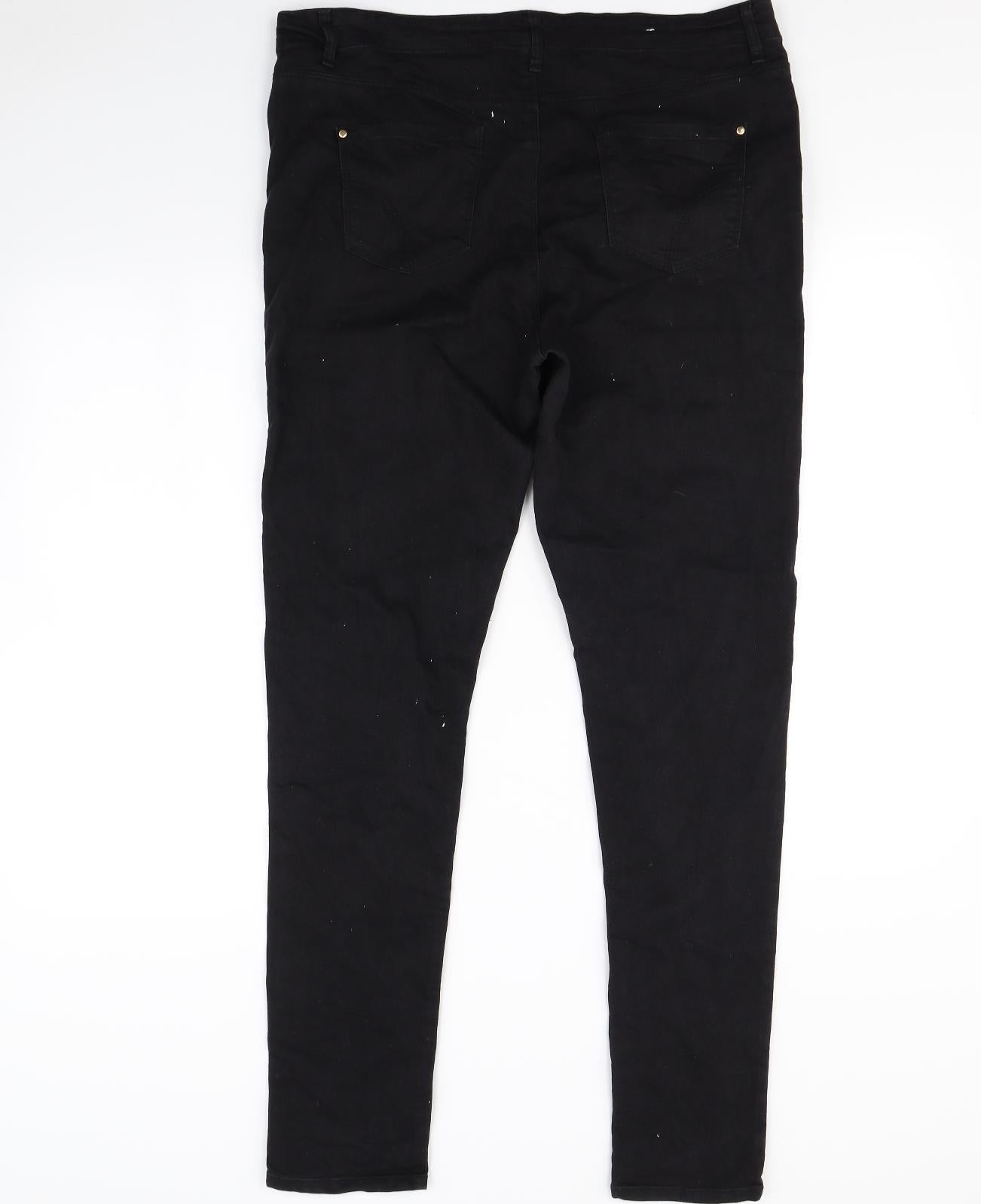 Womens UK Size 14 Preworn Regular Fit Skinny Black Jeans