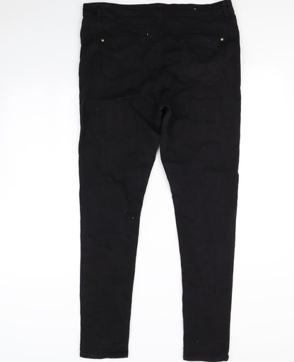 Womens UK Size 14 Preworn Regular Fit Skinny Black Jeans