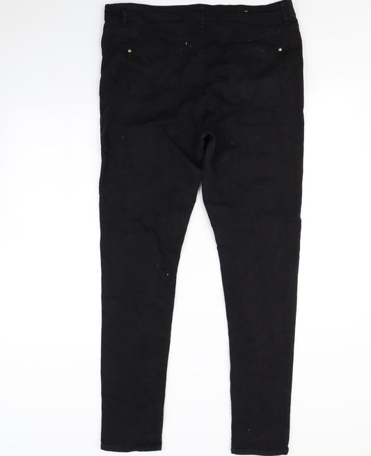 Womens UK Size 14 Preworn Regular Fit Skinny Black Jeans