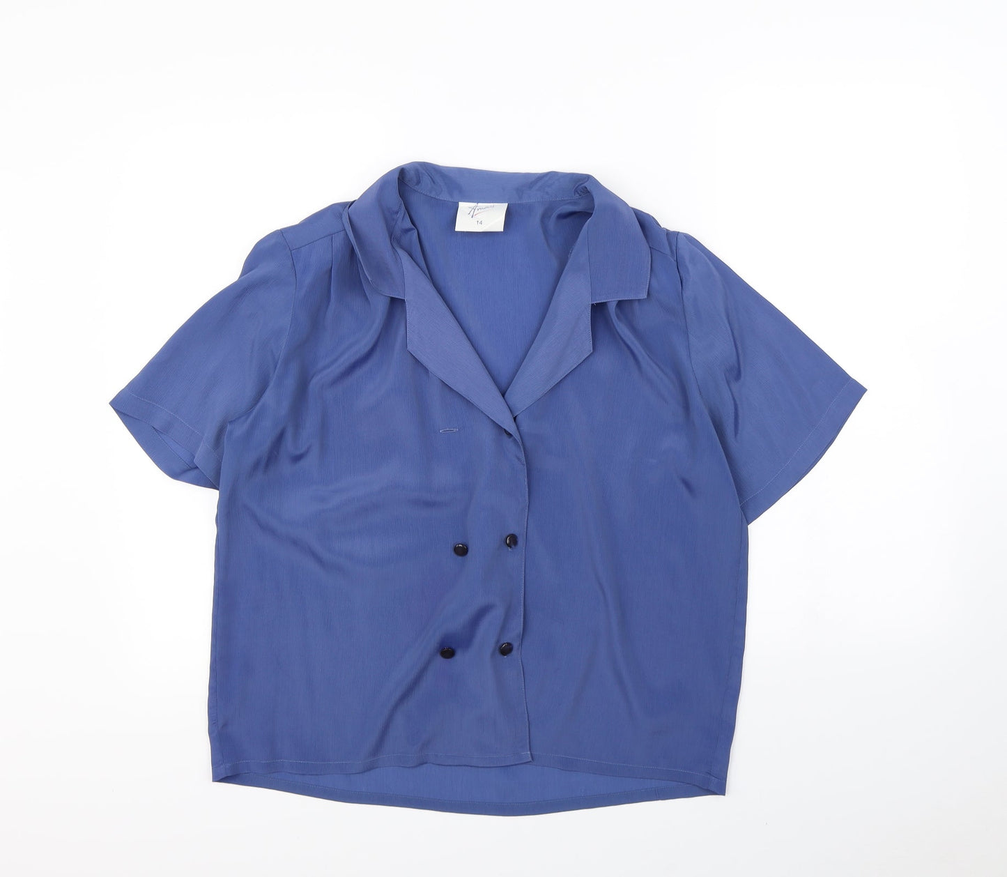 Womens UK Size 14 Amari Blue Basic Button-Up