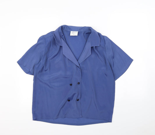 Womens UK Size 14 Amari Blue Basic Button-Up