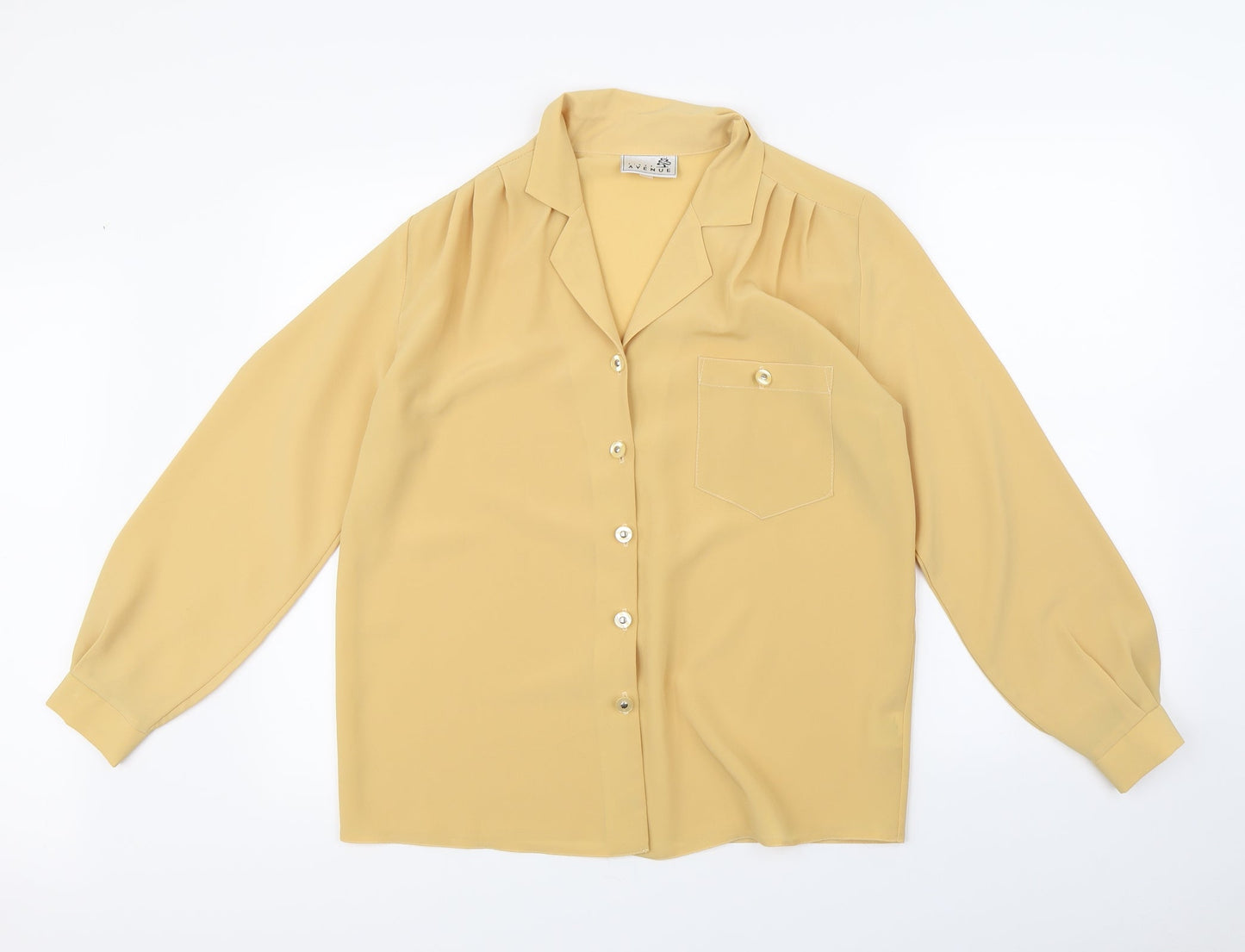 Womens UK Size 12 First Avenue Yellow Basic Button-Up