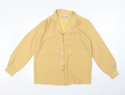 Womens UK Size 12 First Avenue Yellow Basic Button-Up
