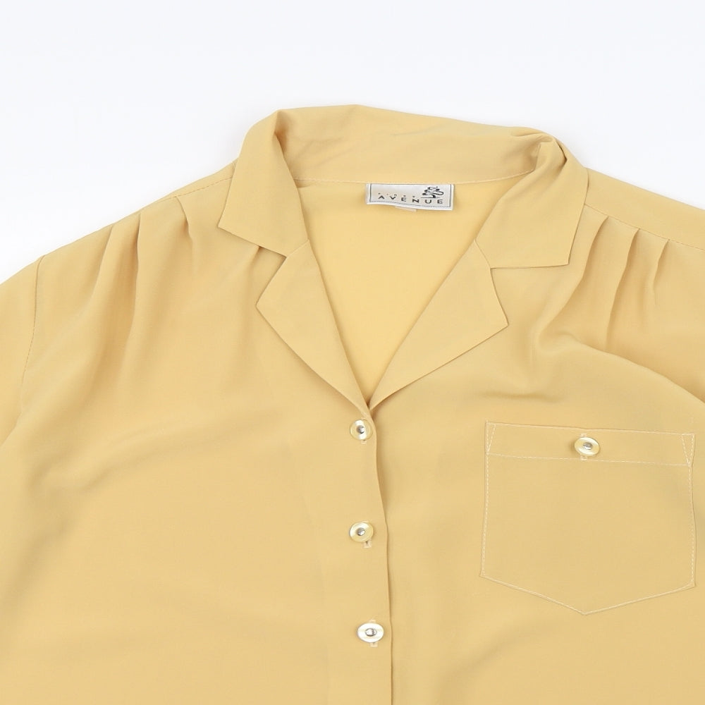 Womens UK Size 12 First Avenue Yellow Basic Button-Up