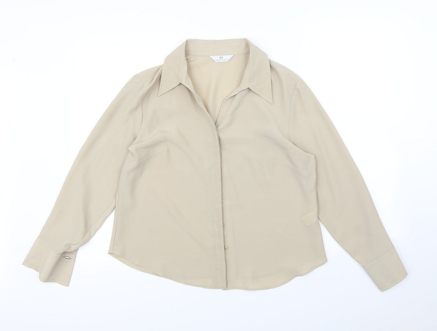 Womens UK Size 16 Essentials Beige Basic Button-Up