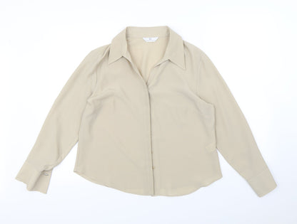 Womens UK Size 16 Essentials Beige Basic Button-Up