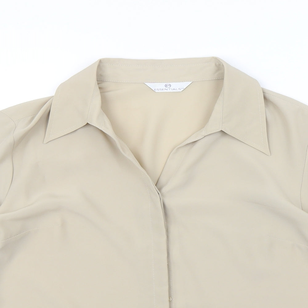 Womens UK Size 16 Essentials Beige Basic Button-Up