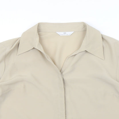 Womens UK Size 16 Essentials Beige Basic Button-Up