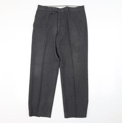 Mens UK Size 34 in Berketex Regular Fit Dress Pants Grey Trousers