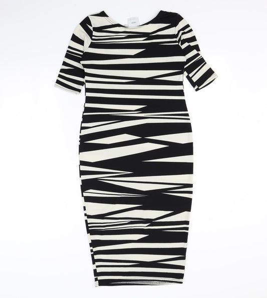 ASOS Womens Black Animal Print  Bodycon  Size 8
