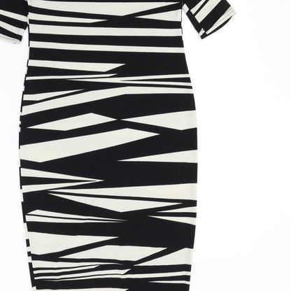 ASOS Womens Black Animal Print  Bodycon  Size 8