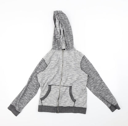 Preworn Boys Grey   Full Zip Hoodie Size 9 Years  - Elbow pads