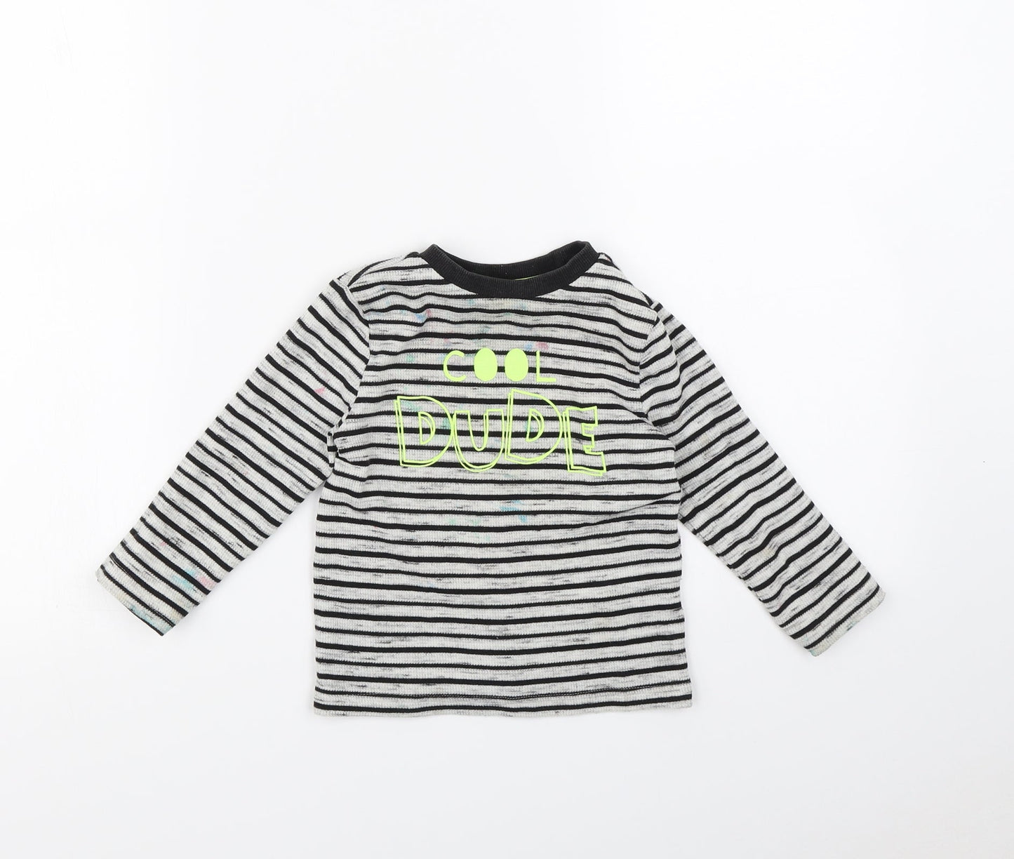 F&F Boys Black Striped  Basic T-Shirt Size 18-24 Months