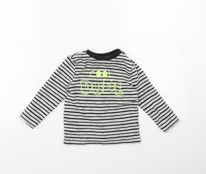 F&F Boys Black Striped  Basic T-Shirt Size 18-24 Months