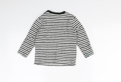 F&F Boys Black Striped  Basic T-Shirt Size 18-24 Months